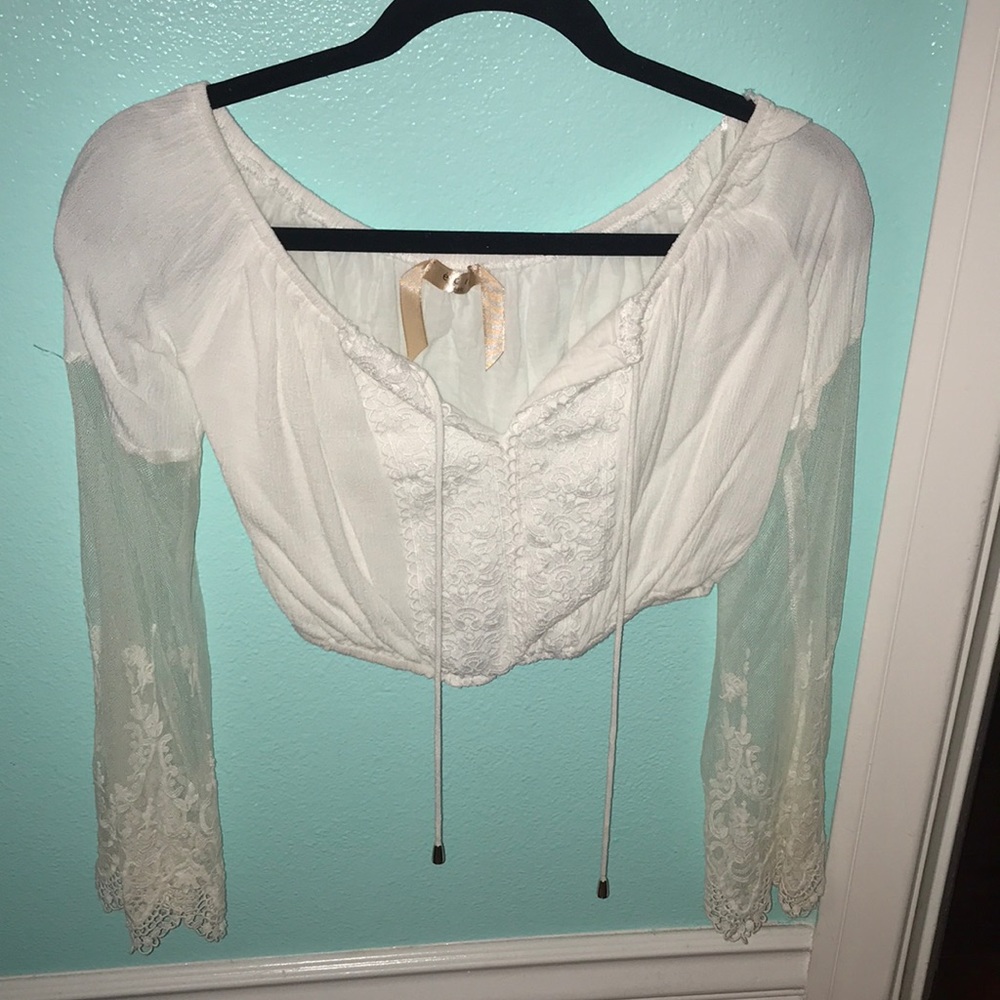 Long sleeve white boho top